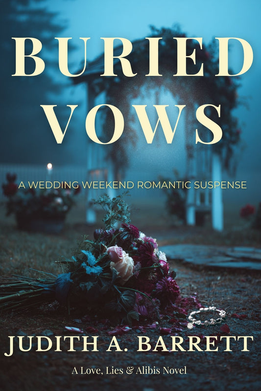Book cover of 'Buried Vows' by Judith A. Barrett with a dark, mysterious background.