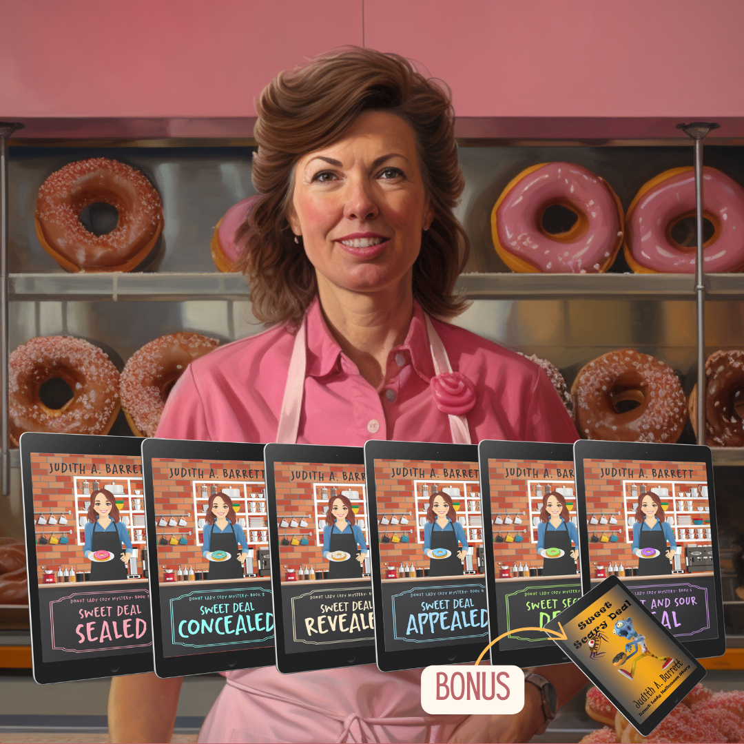 Six Donut Lady Cozy MysteryBooks plus a Bonus
