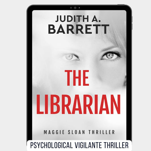 Book cover of 'The Librarian' by Judith A. Barrett on a tablet screen.