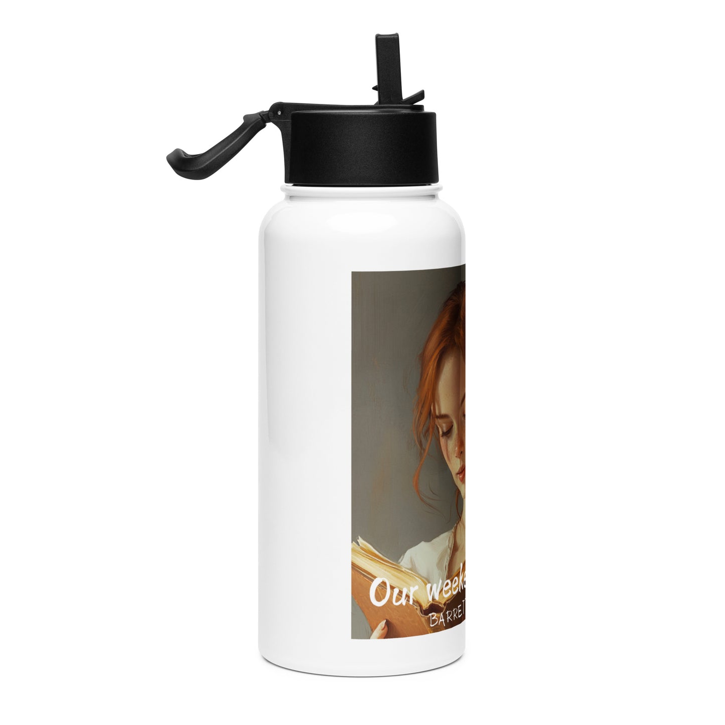 stainless steel water bottle with a straw right view our weekend 