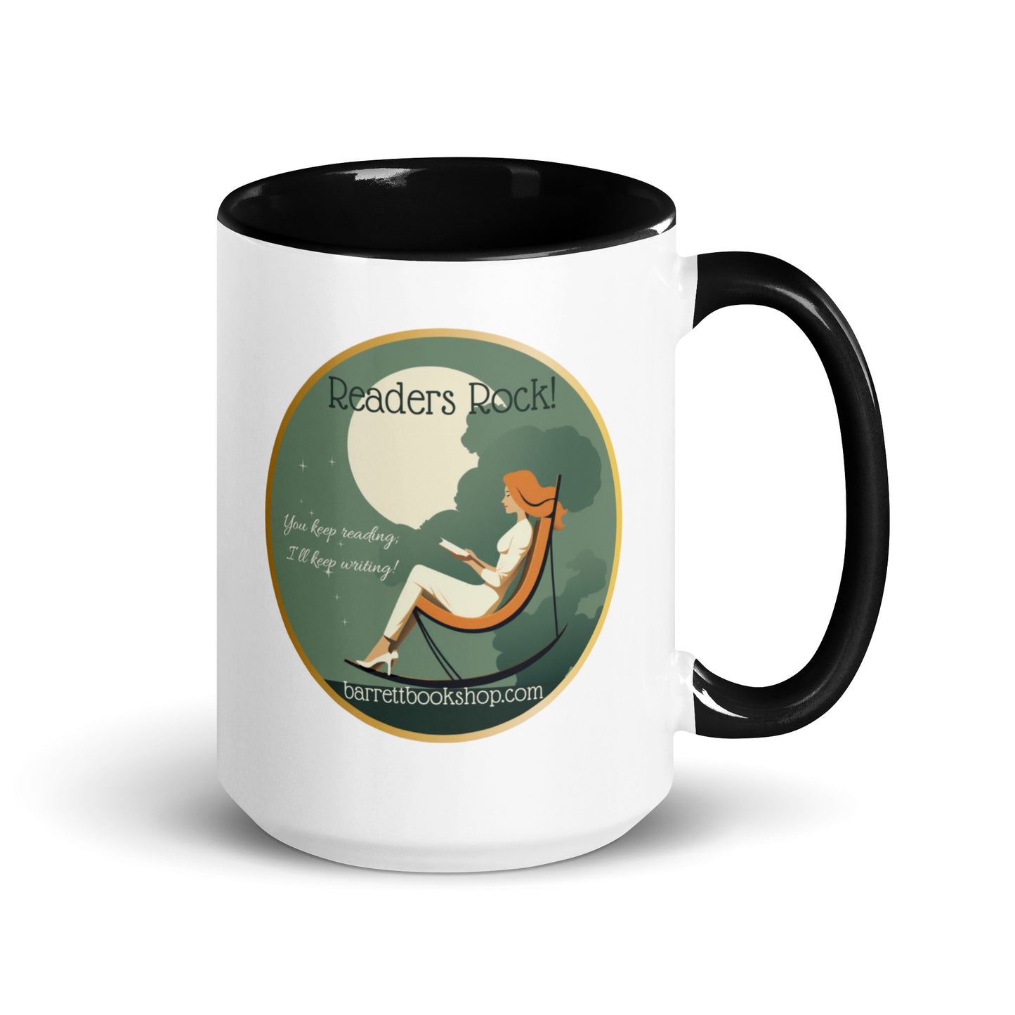 white ceramic mug with inspiration for readers who rock right hand side